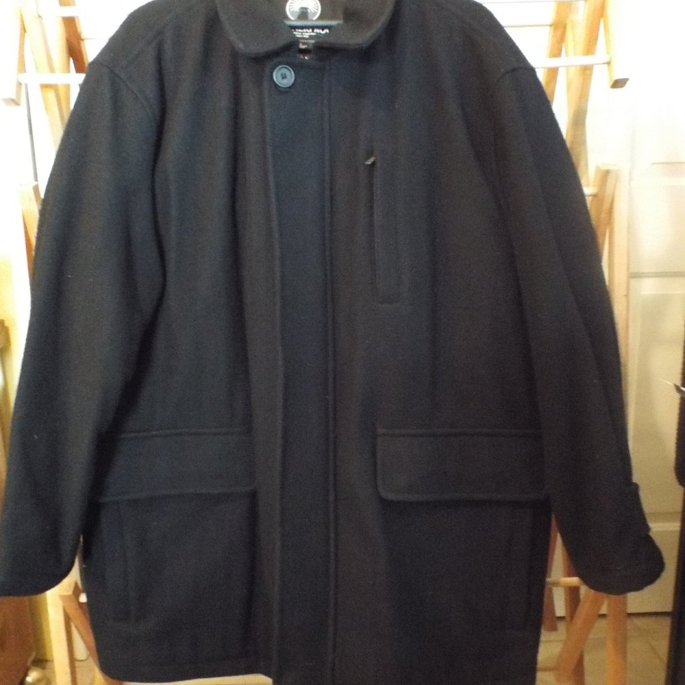 Men's Black Wool Coat, Weatherproof Garment